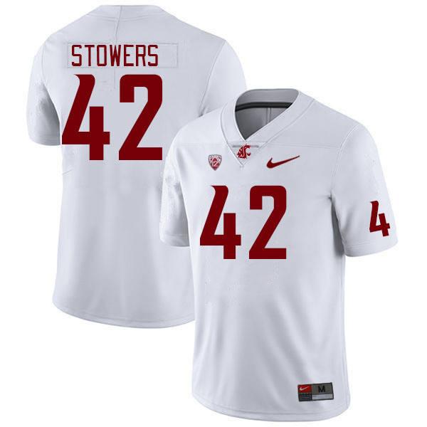 Men #42 Marcus Stowers Washington State Cougars College Football Jerseys Stitched Sale-White - Click Image to Close